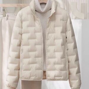 Elegant Cream duck down Jacket for Women, new